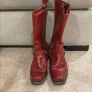 Frye Cherry Red Leather Heeled Boots